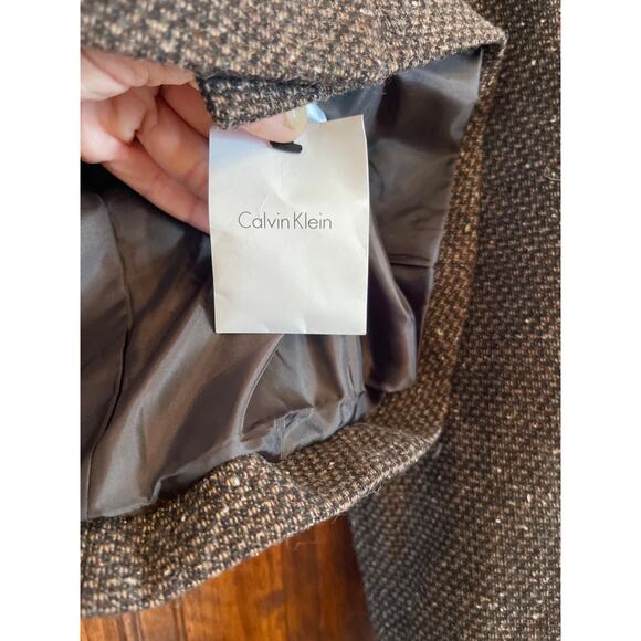 Calvin Klein brown tweed double breasted crop jacket size 8 - Picture 5 of 7